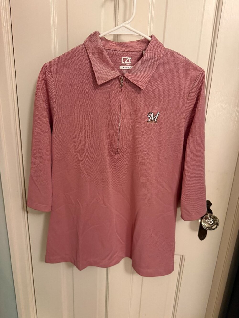 Cutter & Buck Milwaukee Brewers DryTech Textured Quarter-Zip – Large